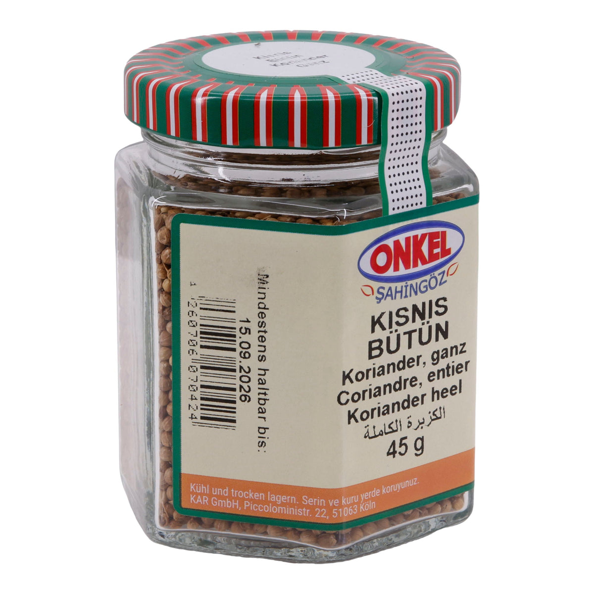 Koriander Onkel Şahingöz | ganz | Ganze Koriandersamen im Glas | 45 g SULTANIM