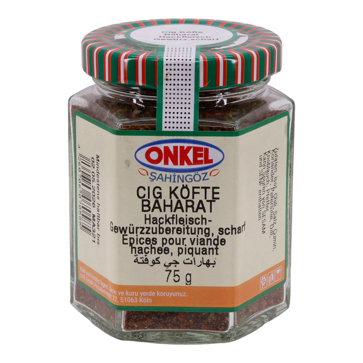 Çiğ Köfte Baharat Onkel Şahingöz | Hackfleisch-Gewürzzubereitung | Scharf | 75 g ONKEL SAHINGÖZ