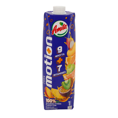 Amita motion | 100 % Multivitaminsaft | 9 Früchte + 7 Vitamine | 1 Liter