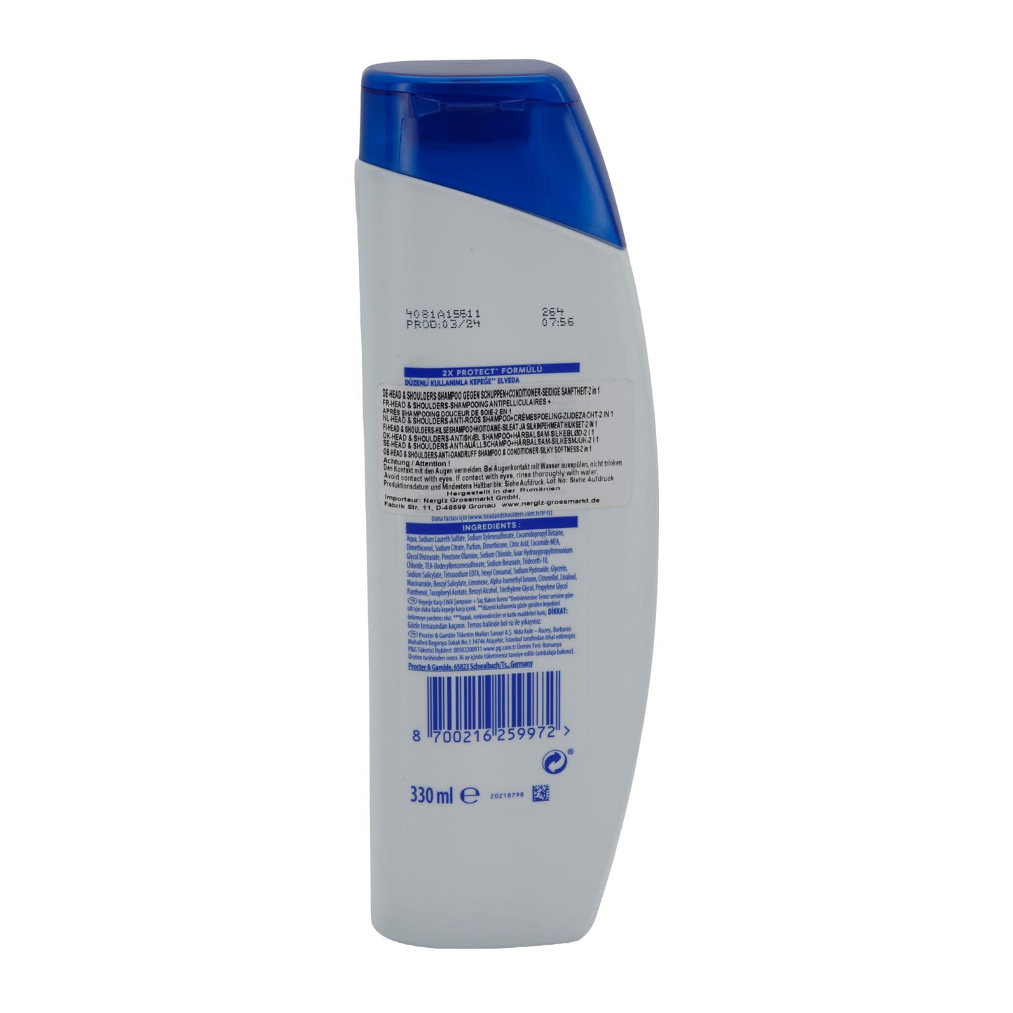 Anti-Dandruff Shampoo Head & Shoulders 2in1 | Shampoo | Silky Softness | 330 ml