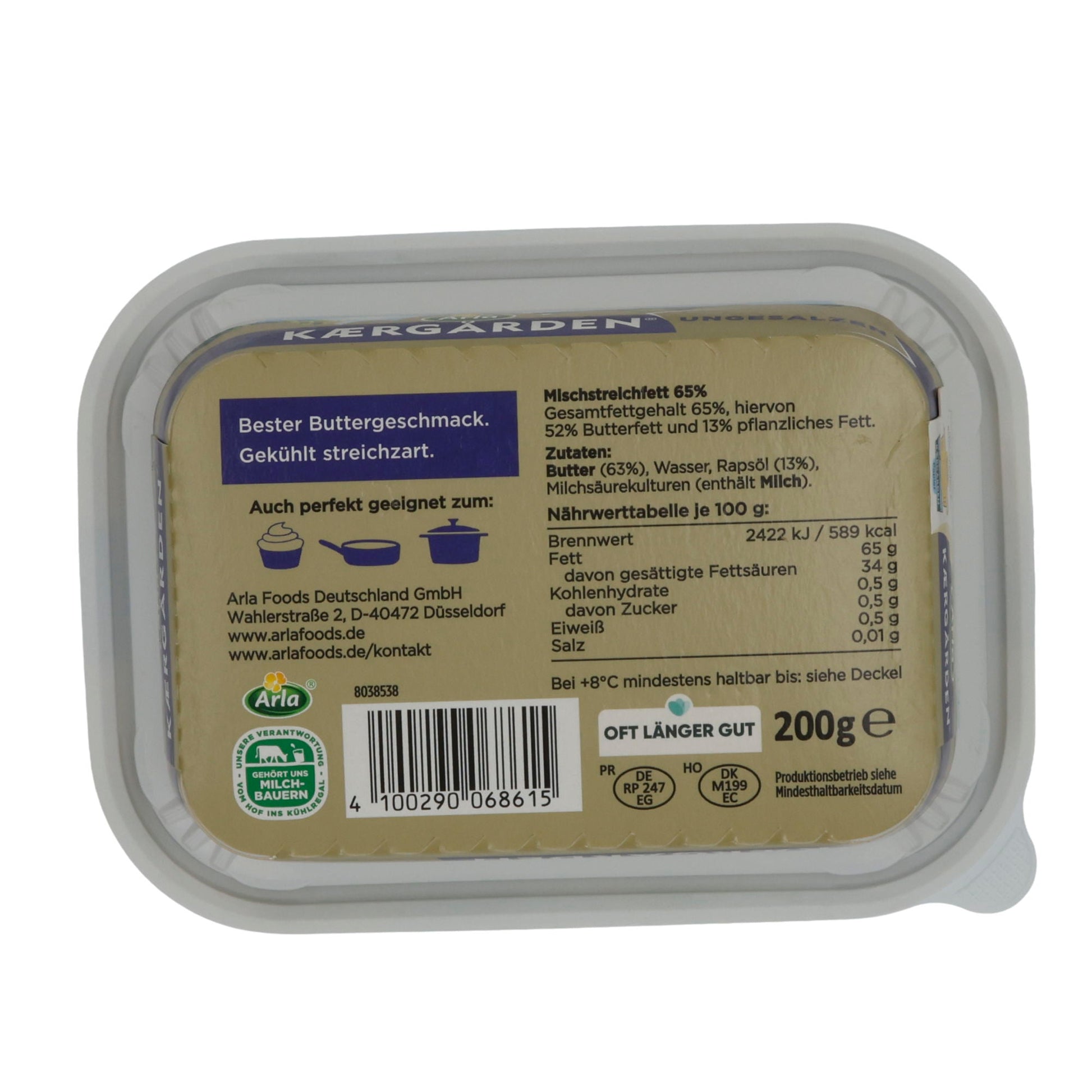 ARLA KAERGARDEN MARGARINE UNGESALZEN 200G - Taste Your World