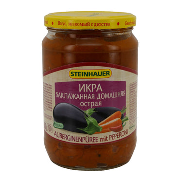 Auberginenpüree Steinhauer | Mit Peperoni | Vegan, tafelfertig | 680 g STEINHAUER