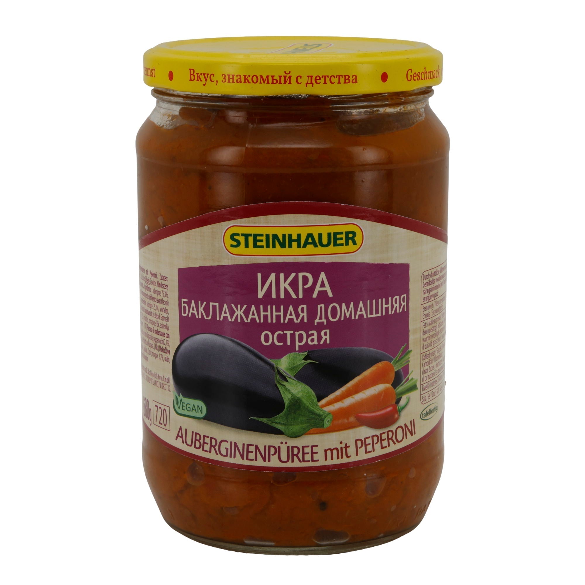 Auberginenpüree Steinhauer | Mit Peperoni | Vegan, tafelfertig | 680 g STEINHAUER