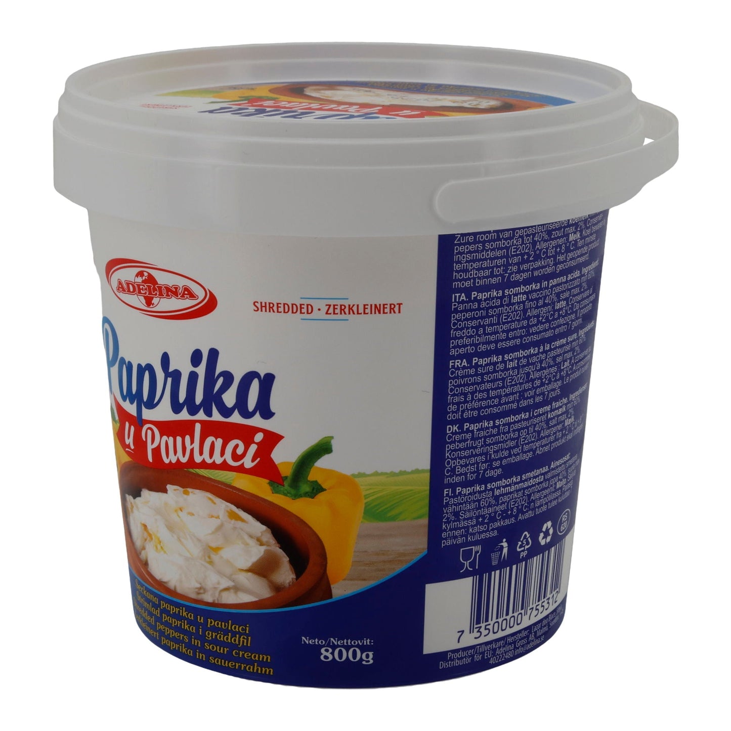 Balkan-Paprika Adelina Paprika u Pavlaci | Paprika in Sauerrahm | Traditionell, cremig | 800 g ADELINA