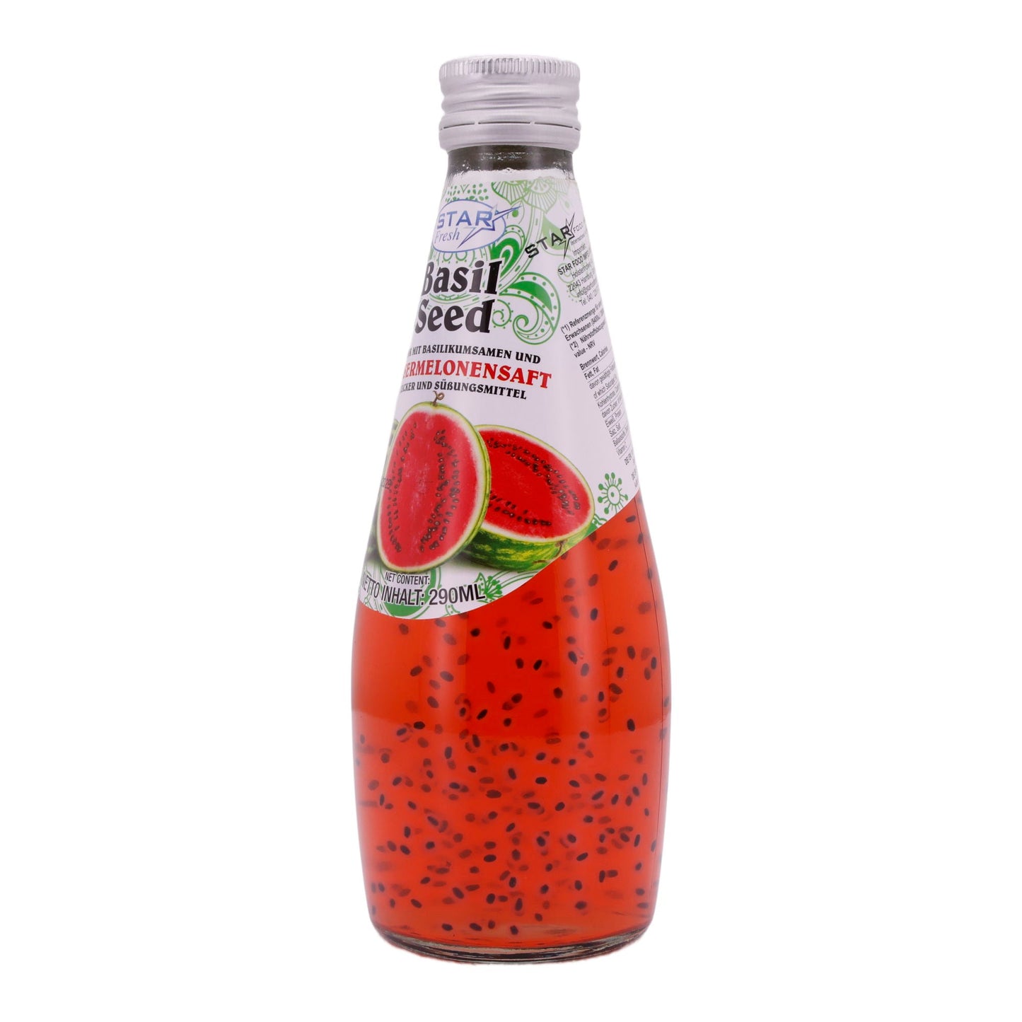 DRINK WITH BASIL SEEDS AND WATERMELON JUICE