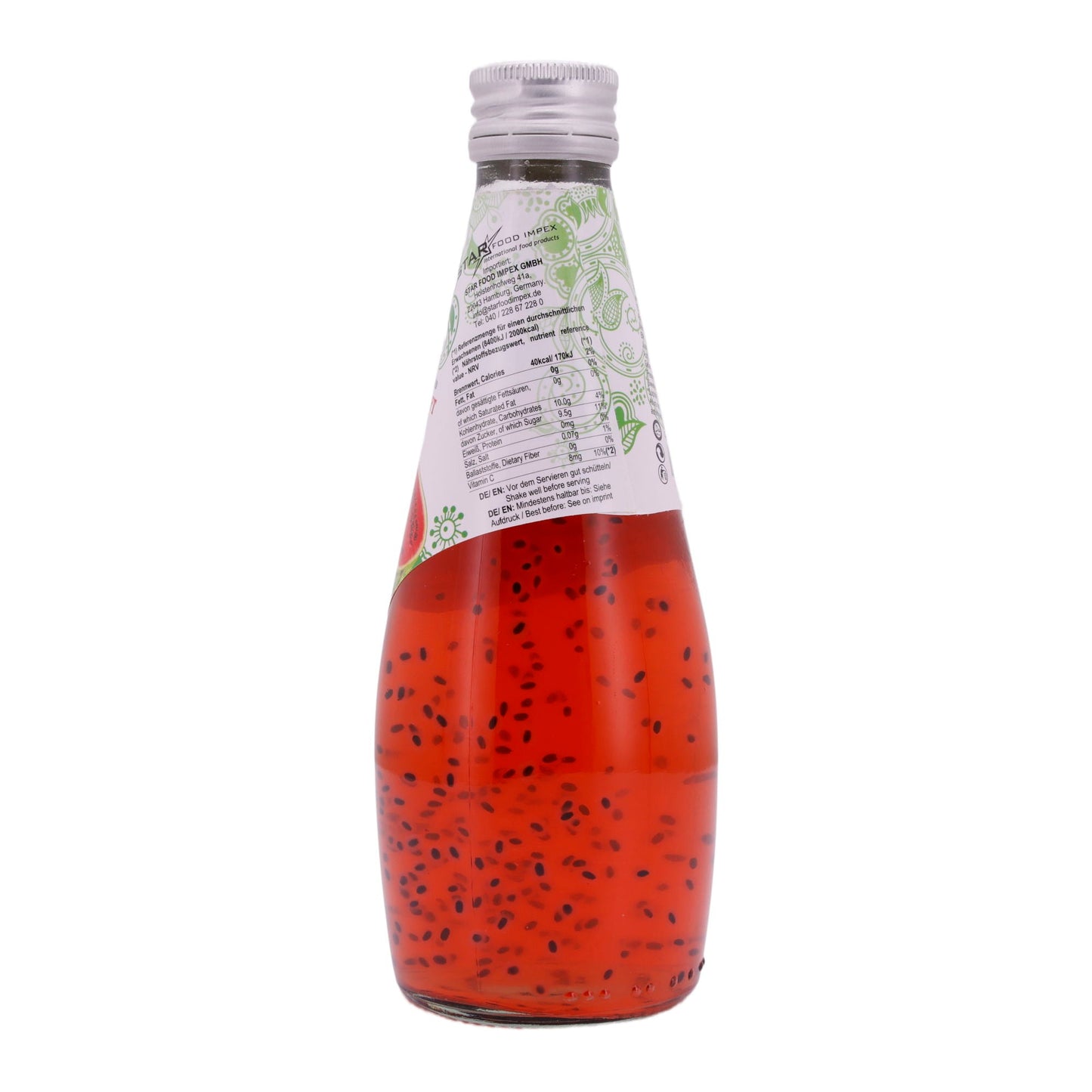 DRINK WITH BASIL SEEDS AND WATERMELON JUICE