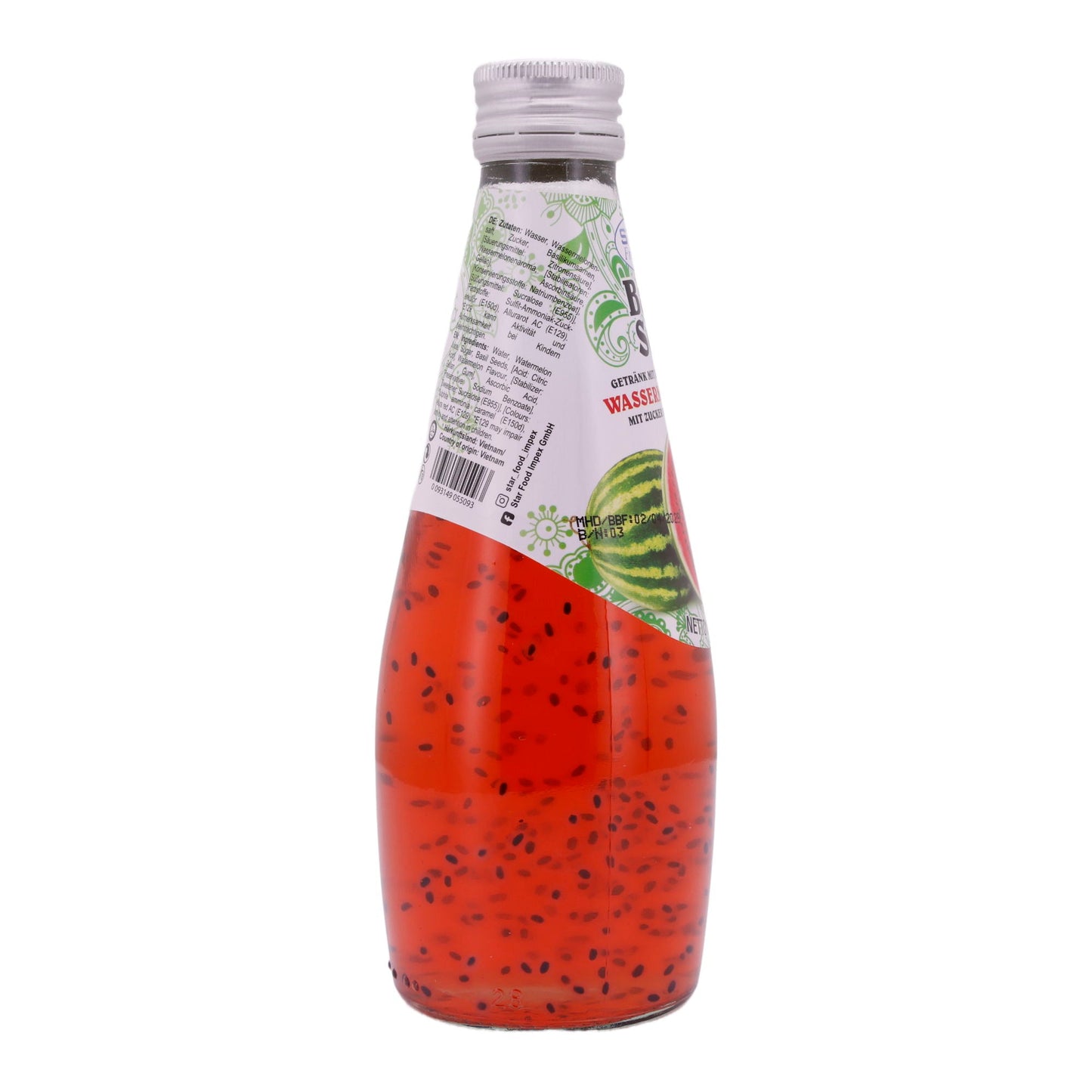 DRINK WITH BASIL SEEDS AND WATERMELON JUICE