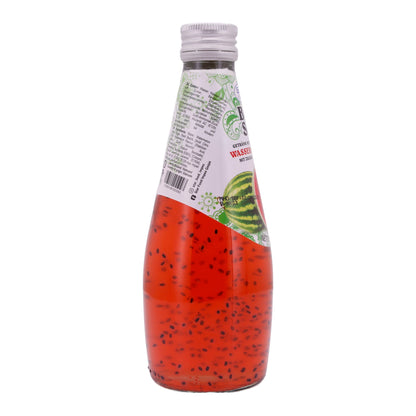 DRINK WITH BASIL SEEDS AND WATERMELON JUICE