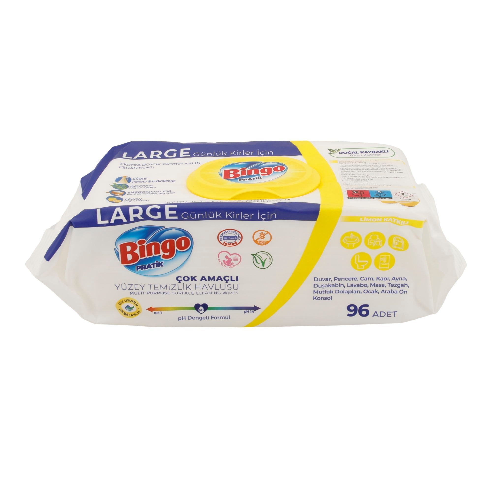 Bingo Pratik Allzweck - Reinigungstücher – Lemon, 96 Stück - Taste Your World