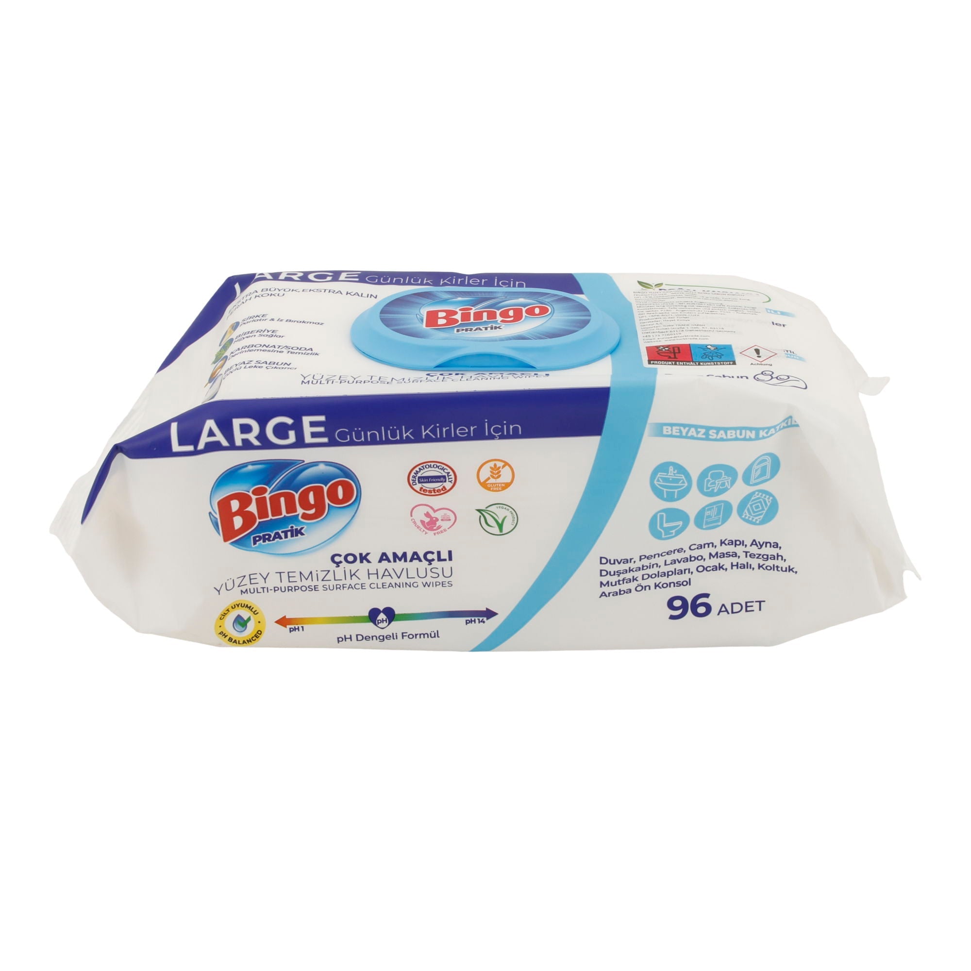 Bingo Pratik Allzweck - Reinigungstücher – Weiße Seife, 96 Stück - Taste Your World