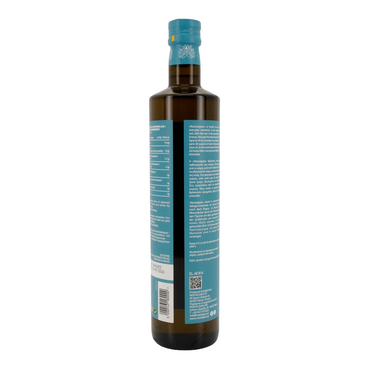 Bio-Olivenöl extra nativ | Nostalgia | Koroneiki Sorte | 750 ml – kaltgepresst, Griechenland, BIO-zertifiziert