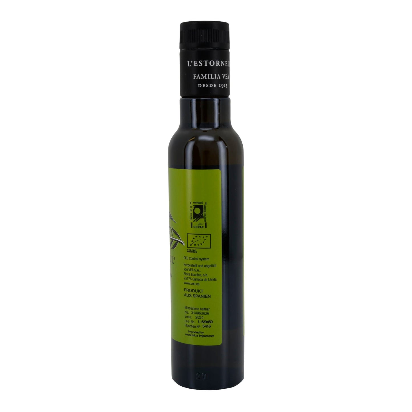 Bio-Olivenöl | L’Estornell | Arbequina, erste Kaltpressung, natives Olivenöl extra, biologischer Anbau | 500 ml