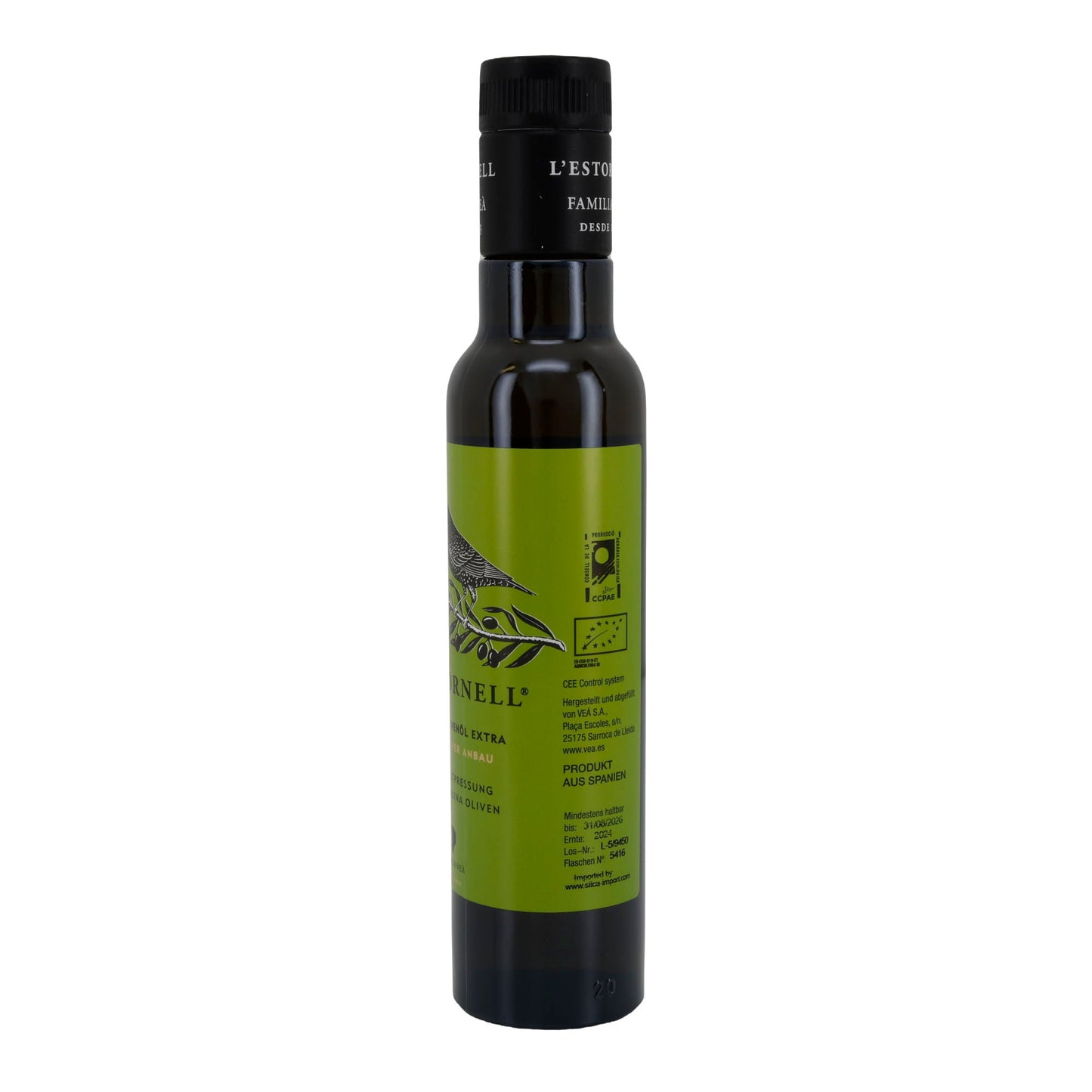 Bio-Olivenöl | L’Estornell | Arbequina, erste Kaltpressung, natives Olivenöl extra, biologischer Anbau | 500 ml