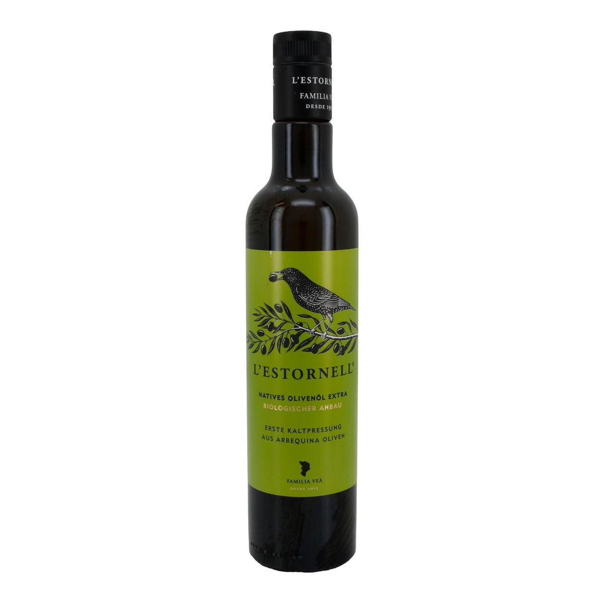 Bio-Olivenöl | L’Estornell | Arbequina, erste Kaltpressung, natives Olivenöl extra, biologischer Anbau | 500 ml