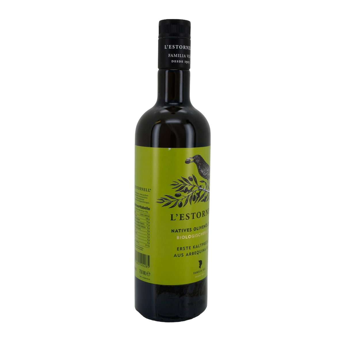 Bio-Olivenöl | L’Estornell | Arbequina, erste Kaltpressung, natives Olivenöl extra, biologischer Anbau | 750 ml