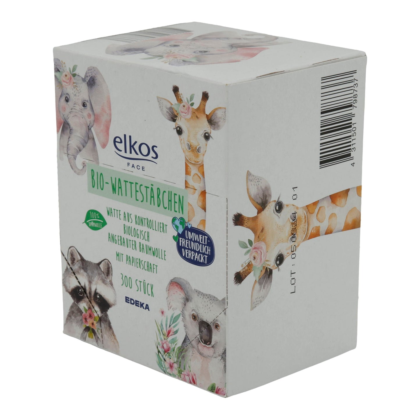 Bastoncini di cotone biologici elkos Face Bastoncini di cotone biologici | Bastoncini di cotone biologici | 300 pezzi