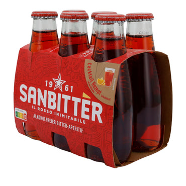 Bitter-Aperitivo Sanbittèr | Analcolico | Dall'Italia | 6 x 100 ml