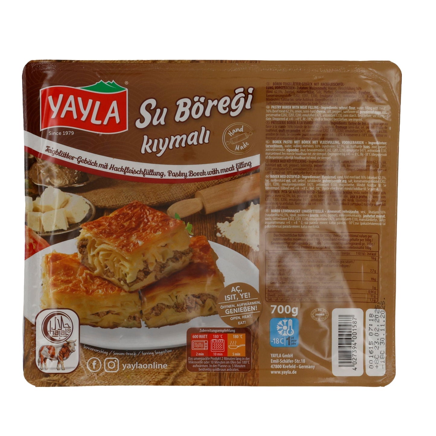 Börek Yayla | Su Böreği Kıymalı | Herzhaft gefüllt mit Hackfleisch | 700 g YAYLA