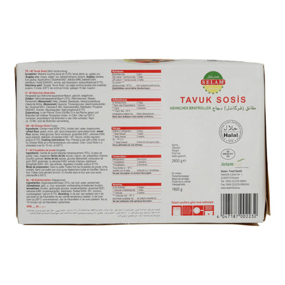 Bratwurst Selam | Tavuk Sosis | Halal, Hähnchen Bratrollen, tiefgefroren | 2600g