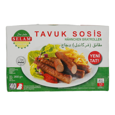 Bratwurst Selam | Tavuk Sosis | Halal, Hähnchen Bratrollen, tiefgefroren | 2600g SELAM