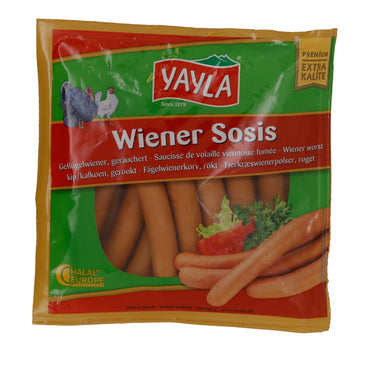 Bratwurst Yayla | Wiener Sosis | Geräucherte Geflügelwürstchen für Hot Dogs | 680 g YAYLA