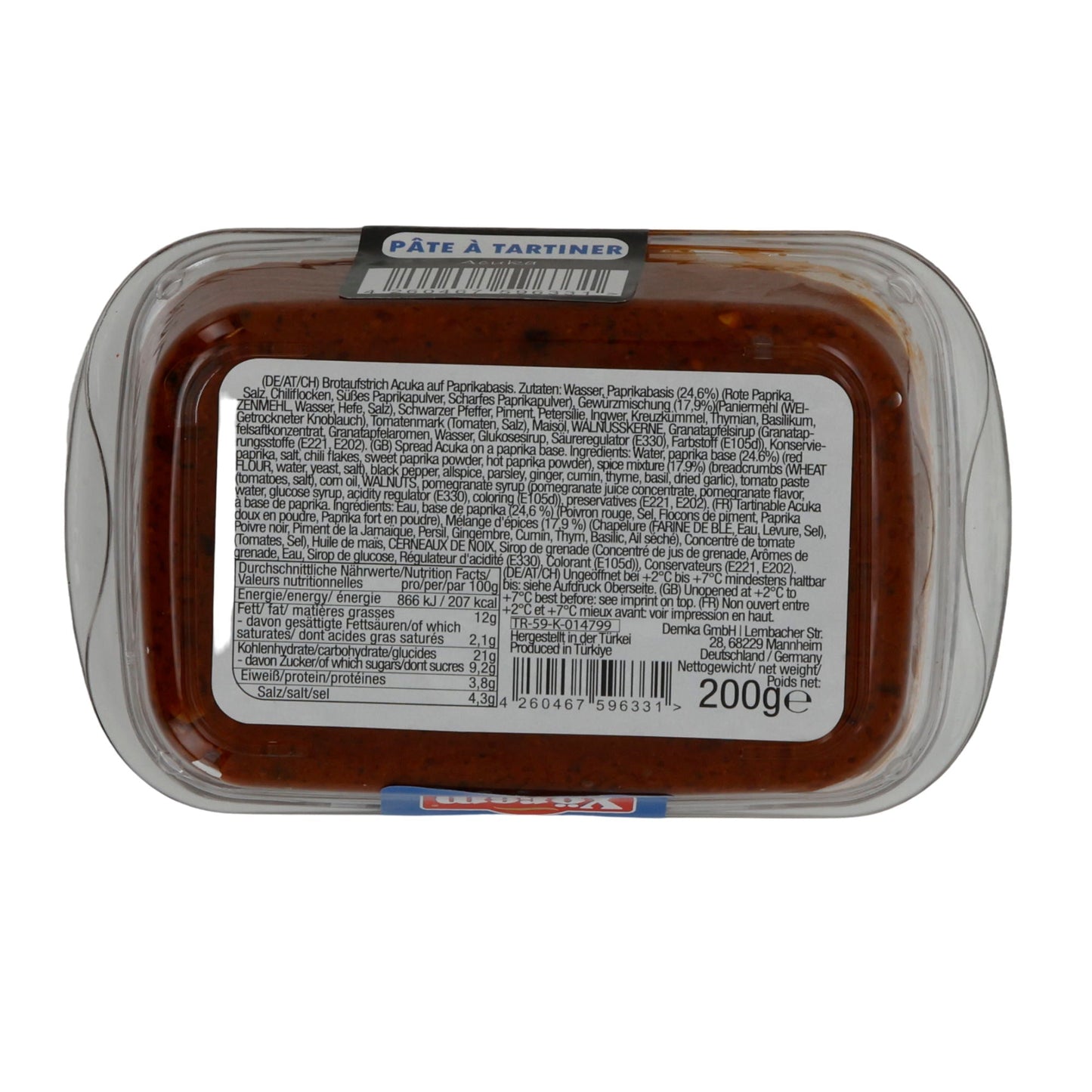 Brotaufstrich Yörem Acuka | Brotaufstrich | Würziger Paprika-Walnuss-Aufstrich | 200 g YOEREM