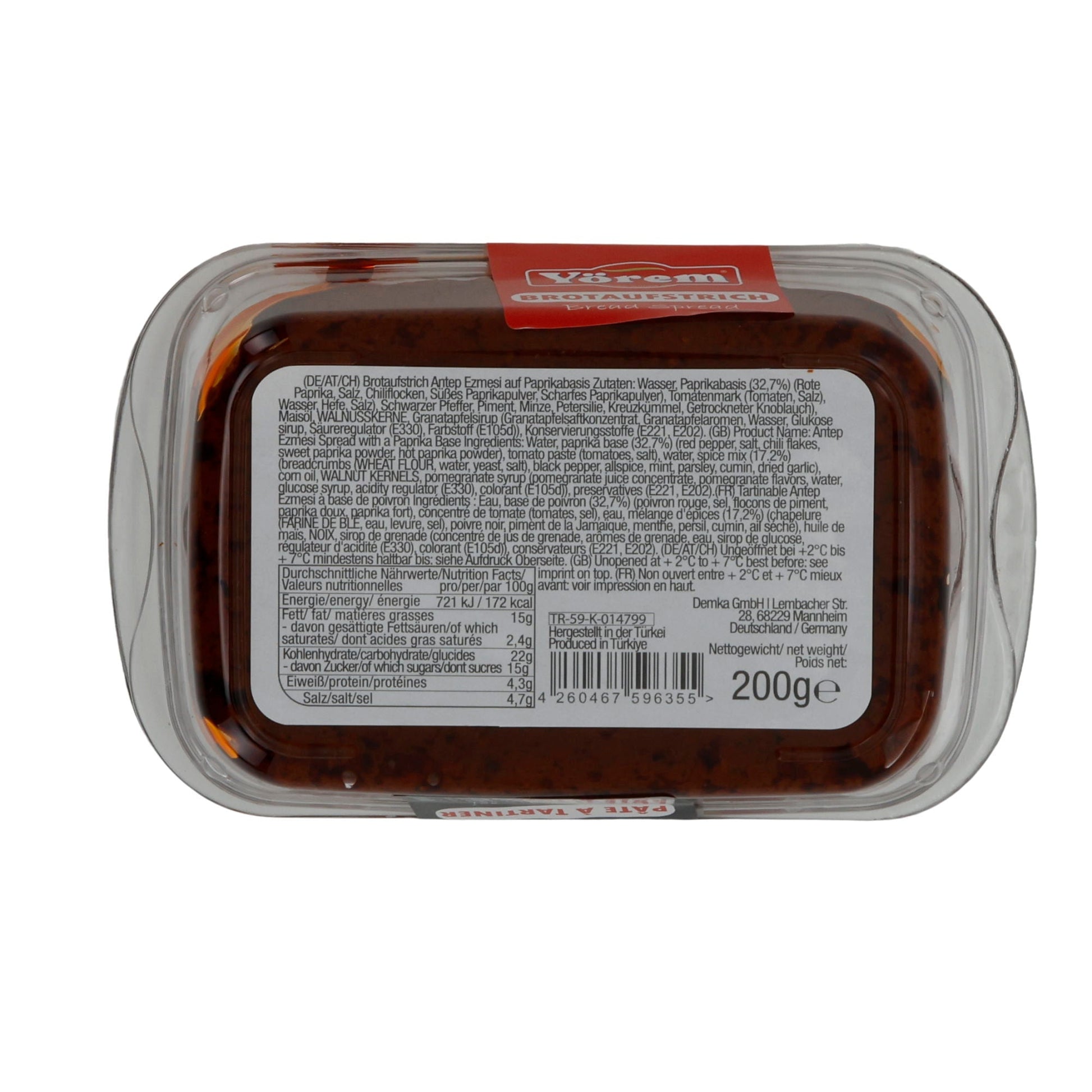 Brotaufstrich Yörem Antep Ezmesi | Brotaufstrich | Würzig-pikanter Paprika-Walnuss-Dip | 200 g YOEREM