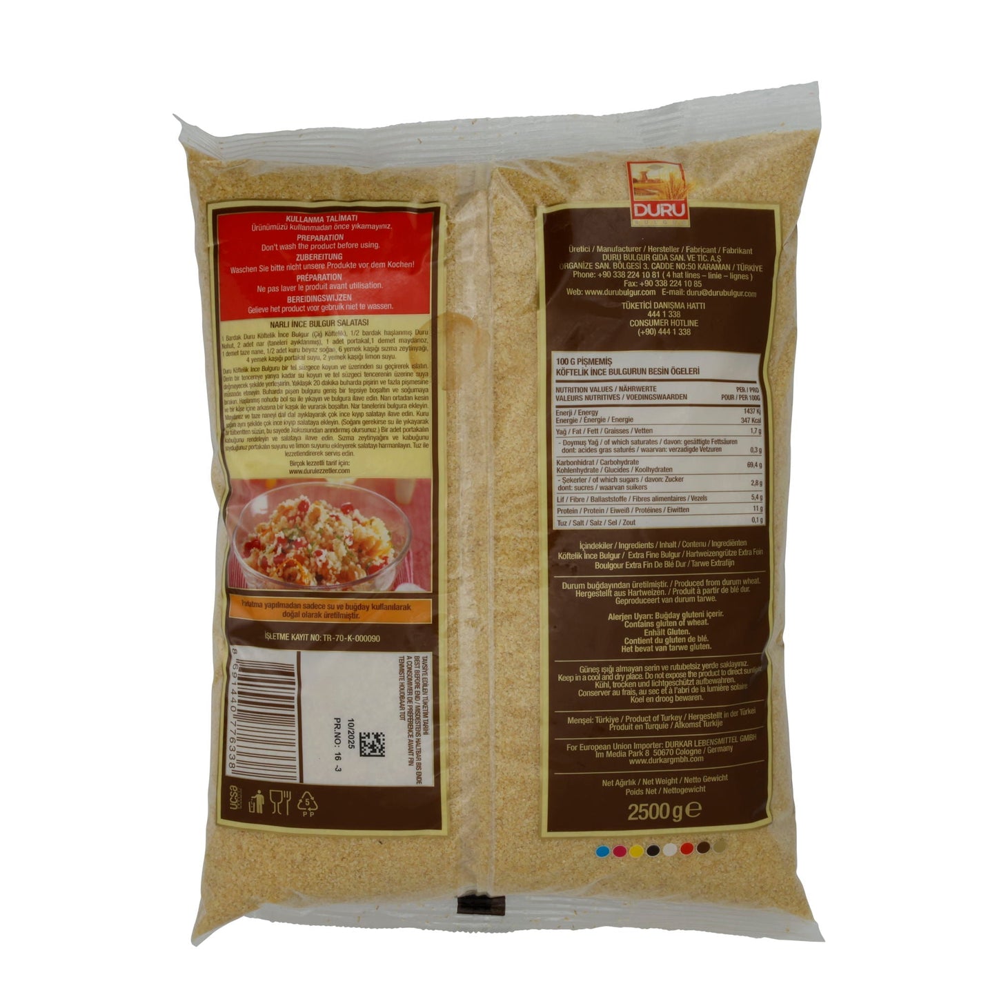 Bulgur Duru | Köftelik İnce Bulgur | Extra fein, für Çiğ Köfte & Salate | 2,5 kg DURU