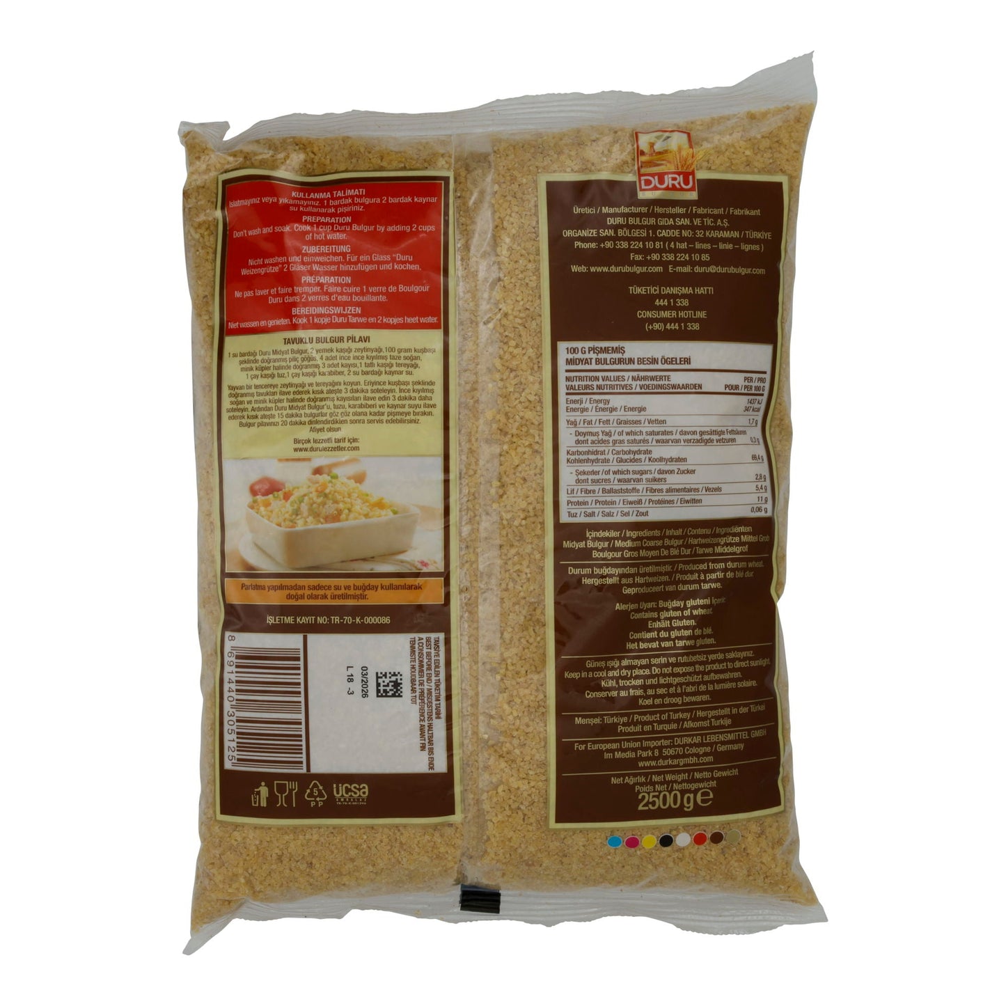 Bulgur Duru | Midyat Bulgur | Middelgrote harde tarwe, veelzijdig | 2500 g