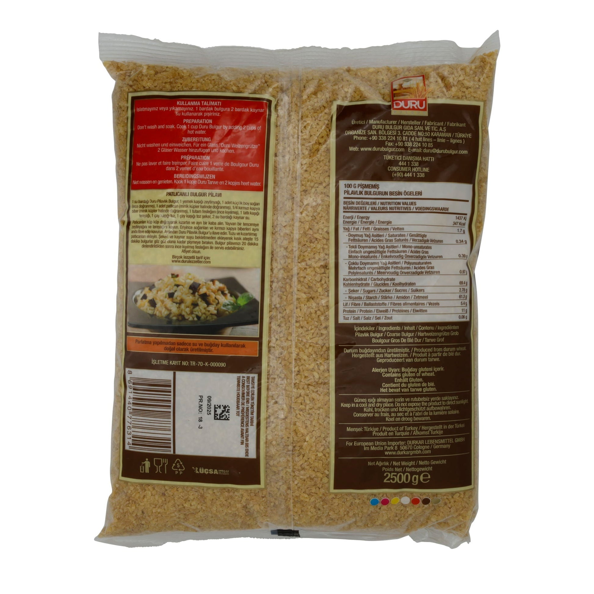 Bulgur Duru | Pilavlik Bulgur | Grob, für herzhafte Gerichte | 2500 g DURU