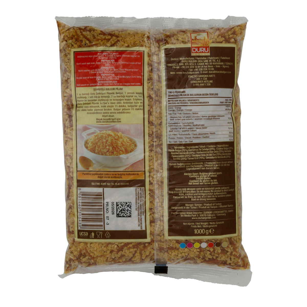 Bulgur Duru Şehriyeli Pilavlık | Aromatisch | Grob mit Fadennudeln | 1 kg