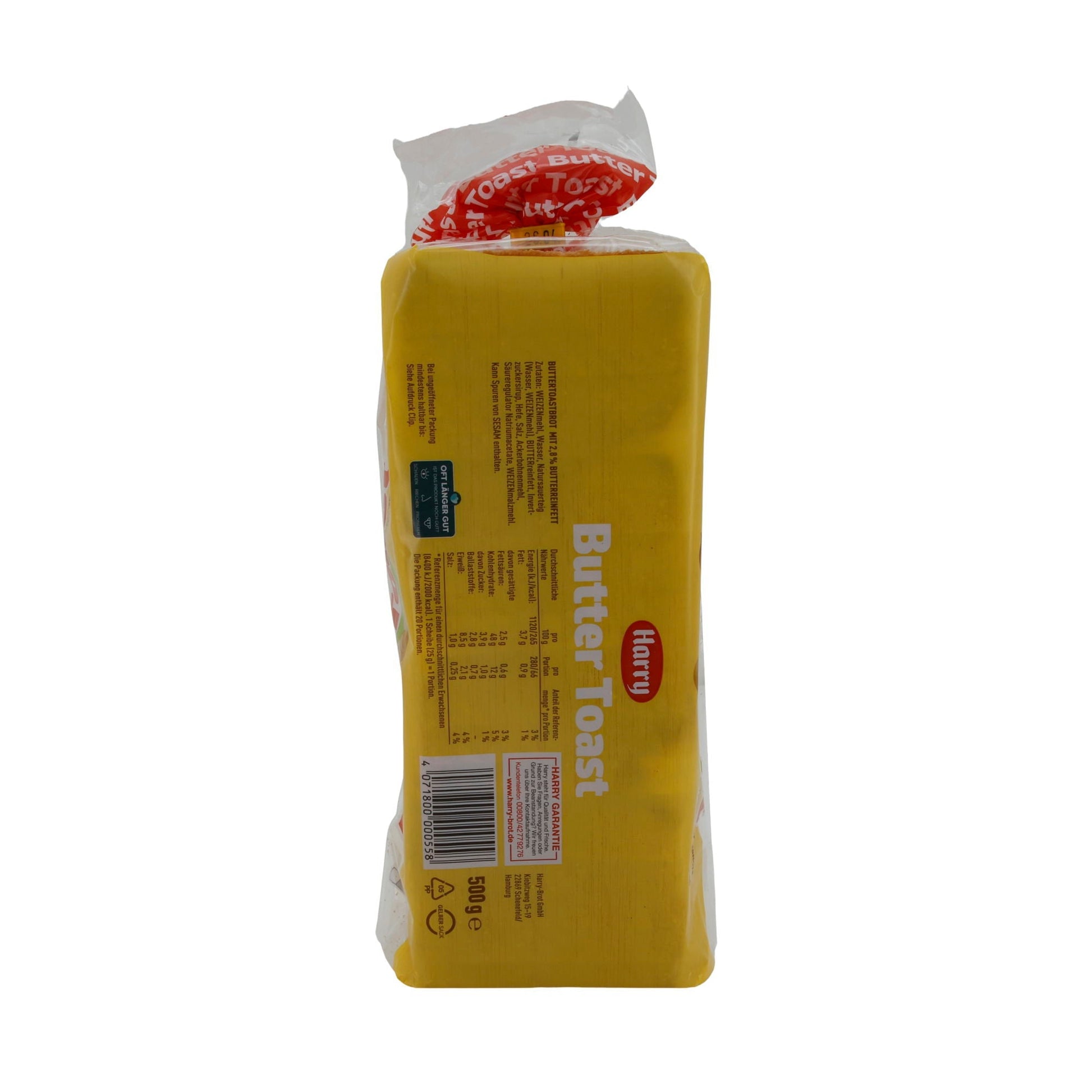 Buttertoast Harry | Zartes Toastbrot | Mit feiner Butternote | 500 g HARRY