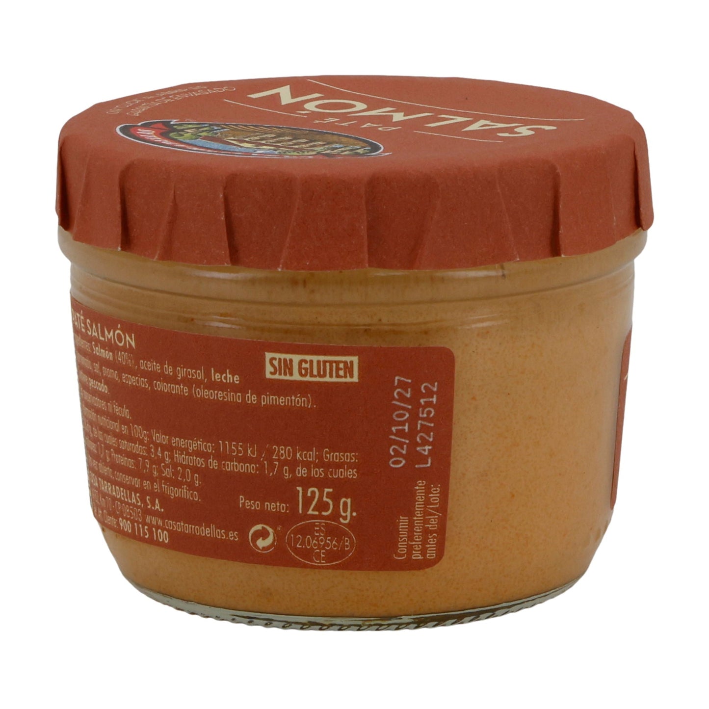 Casa Tarradellas Lachs Pastete | Paté de Salmón | Brotaufstrich | 125 g Glas | Glutenfrei & ohne Konservierungsstoffe Silca