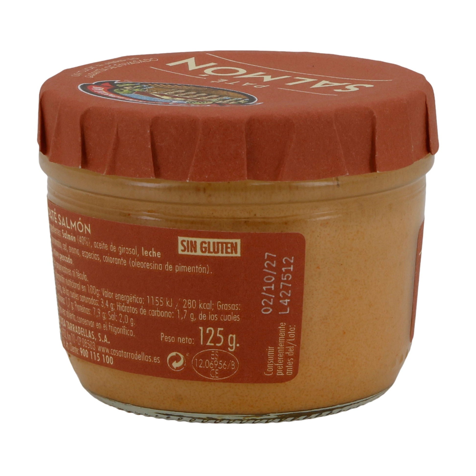 Casa Tarradellas Lachs Pastete | Paté de Salmón | Brotaufstrich | 125 g Glas | Glutenfrei & ohne Konservierungsstoffe Silca