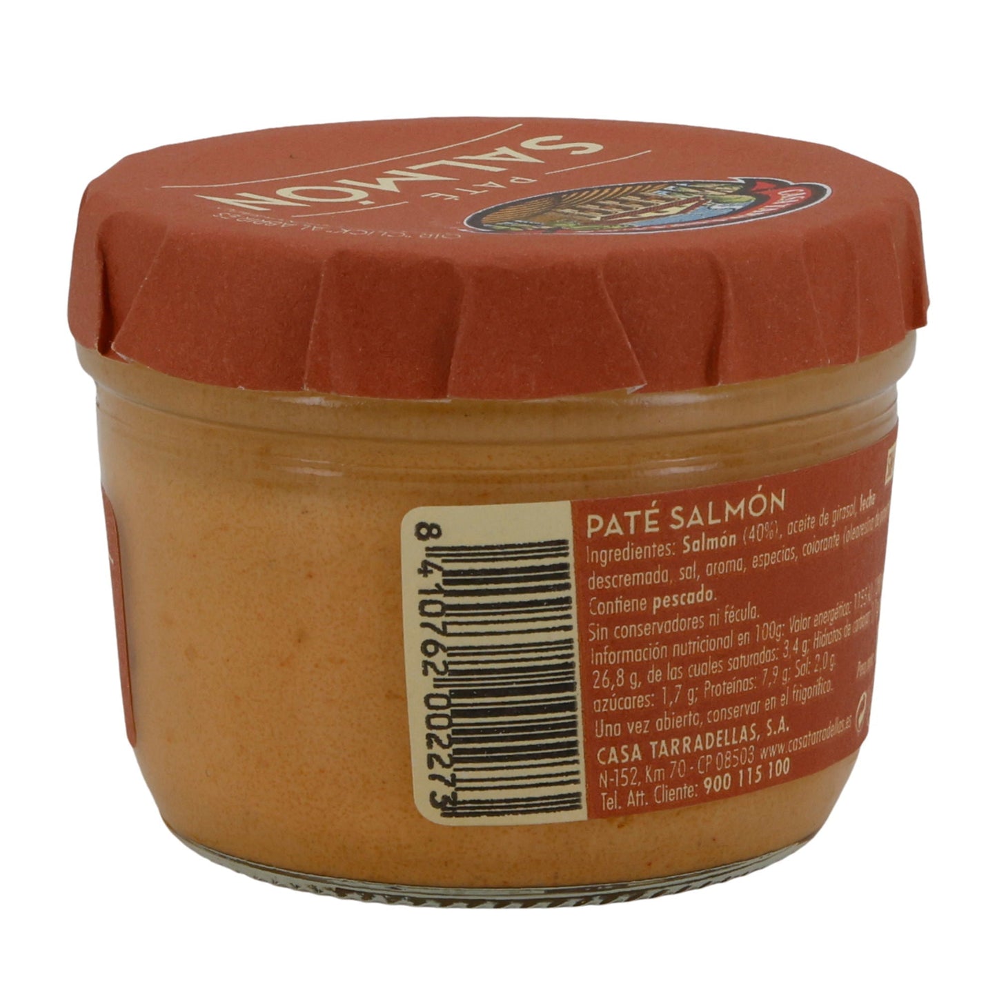 Casa Tarradellas Lachs Pastete | Paté de Salmón | Brotaufstrich | 125 g Glas | Glutenfrei & ohne Konservierungsstoffe Silca