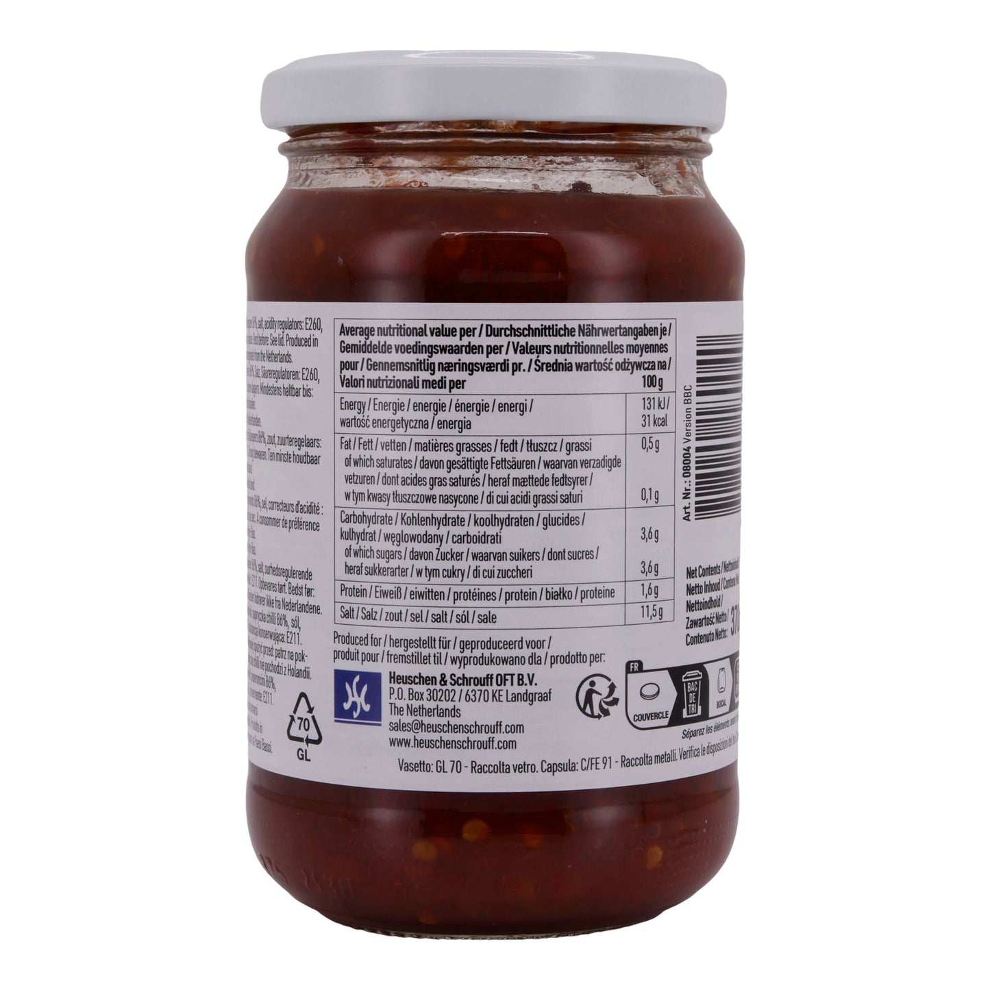 Chilipaste Sambal Oelek | Pasta di peperoncino tradizionale | Versatile | 370 g