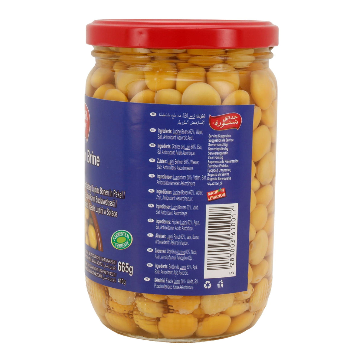 Chtaura Garden | Lupinenbohnen in Salzlake | verzehrfertig & fermentiert | 665 g (Abtropfgewicht: 410 g) CHTOURA