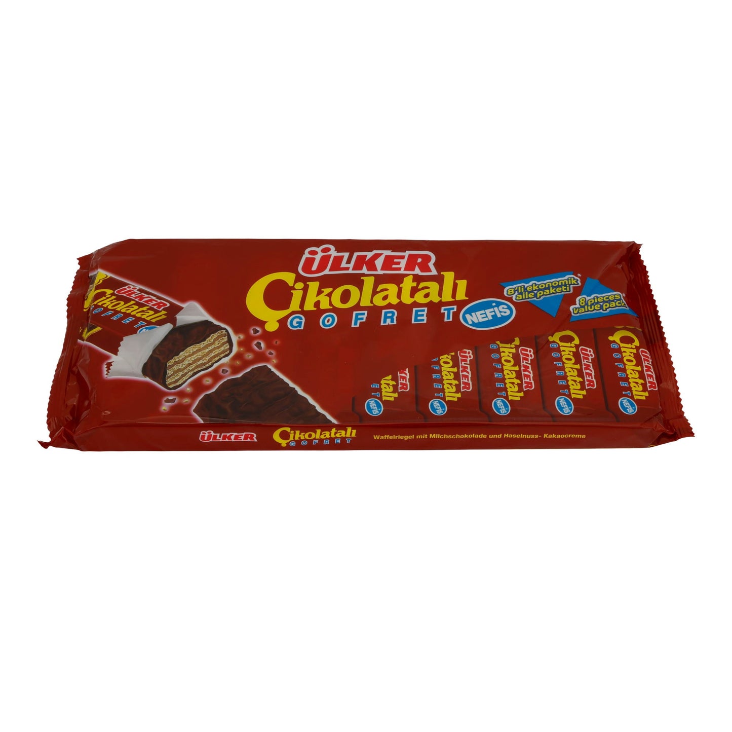 Waffle al cioccolato Ülker | Biscotti | Waffle con cioccolato al latte e crema di nocciole | 288 g