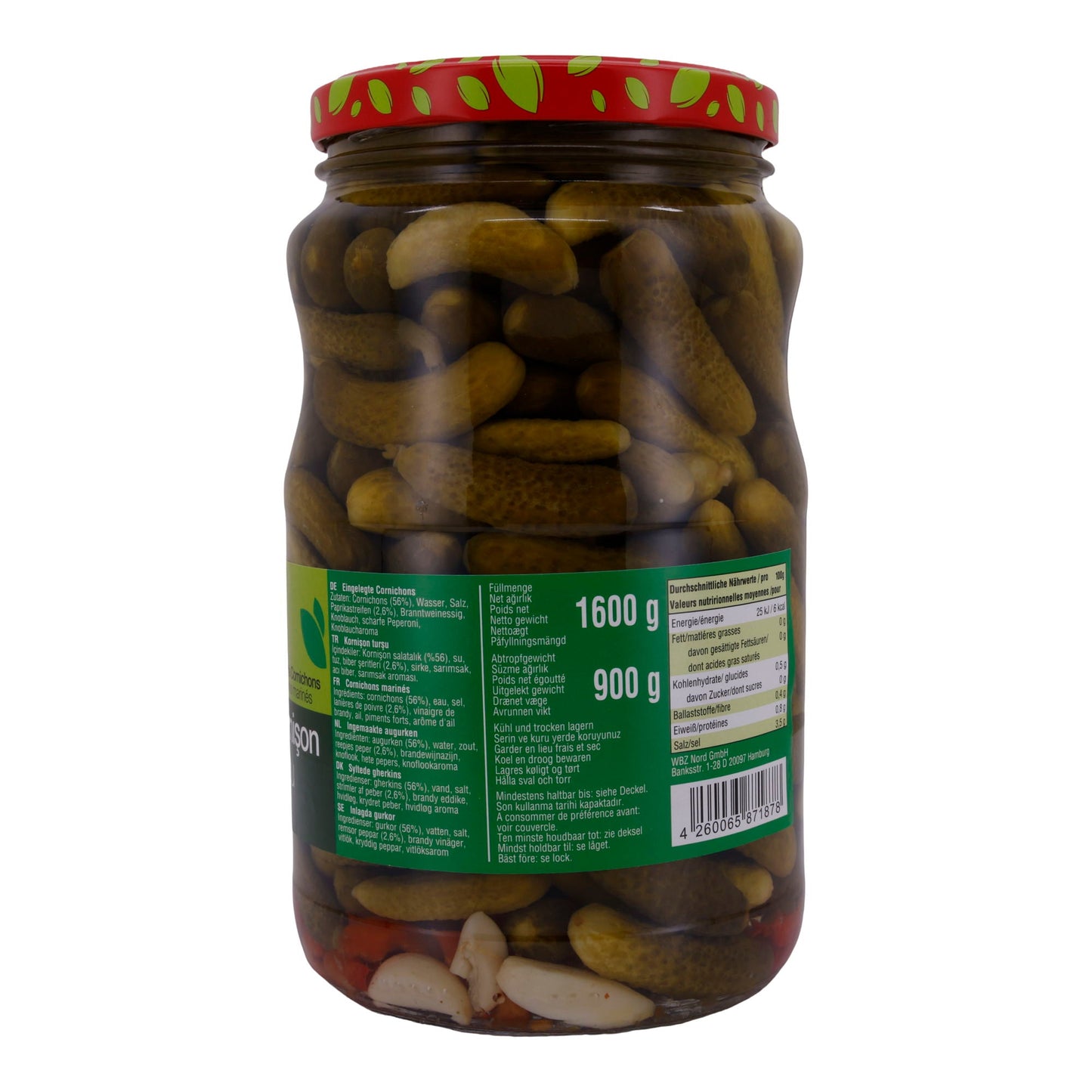 Cornichons Selin | Groenten | Gemarineerde augurken met paprika & knoflook | 1600g