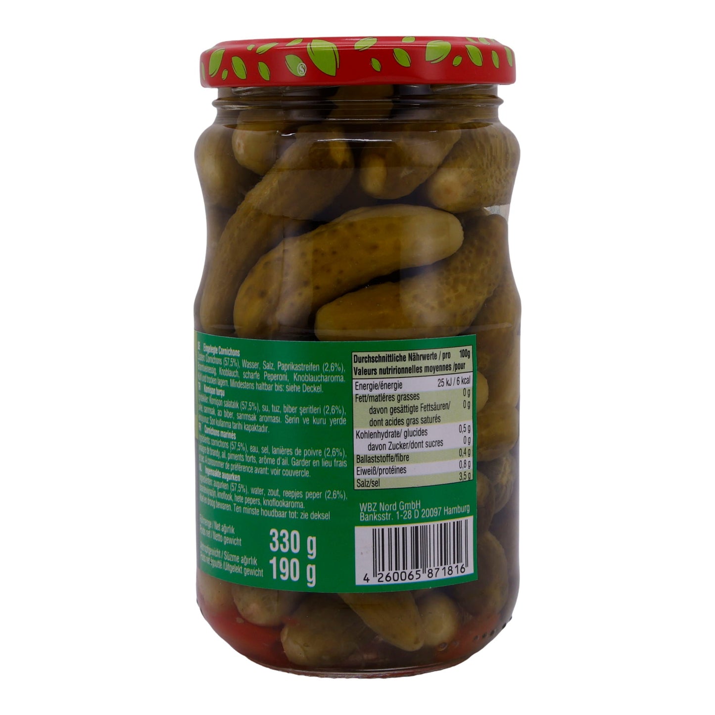 PICKLED GORNICHON CUCUMBERS GLASS