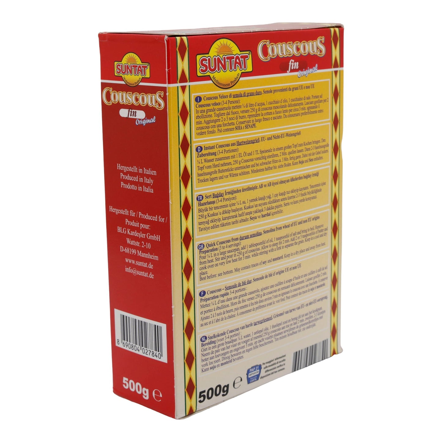 Couscous Suntat | Fijn | Veelzijdige harde tarwegries voor mediterrane & oosterse gerechten | 500 g