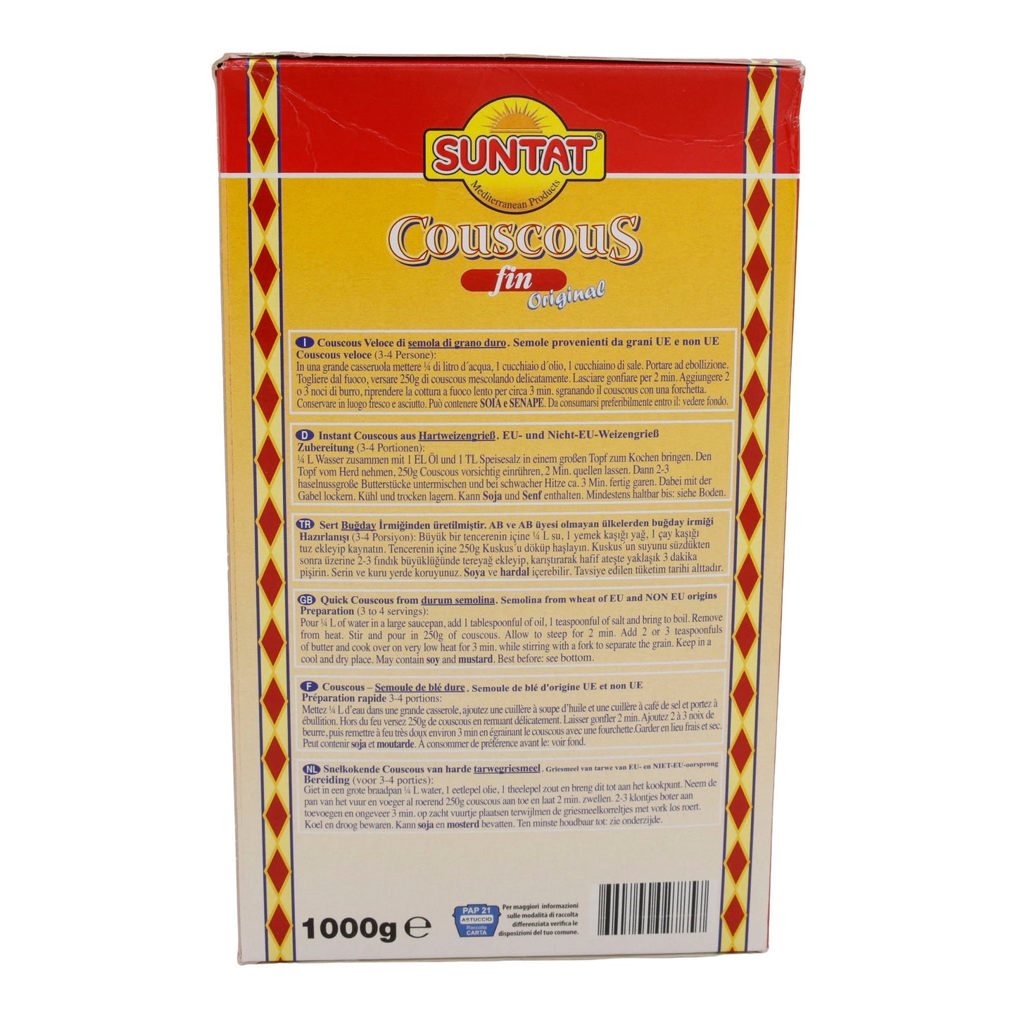 Couscous Suntat | Fin Original | Grana fine, versatile | 1000 g