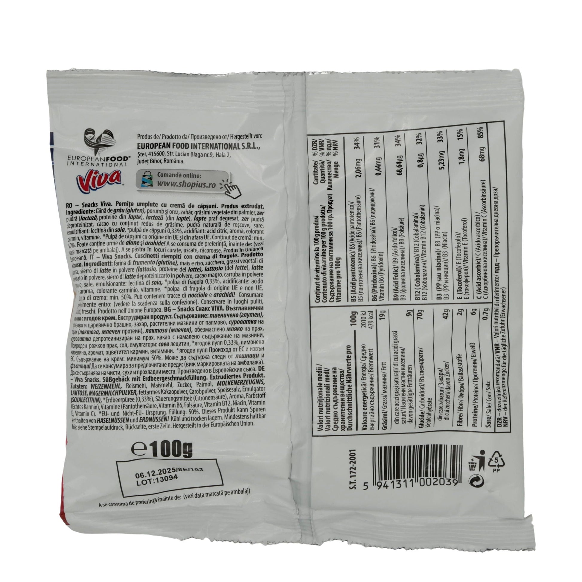 Cream Filled Pillows Viva Strawberry | Snack | Erdbeer - Creme - Füllung | 100 g - Taste Your World