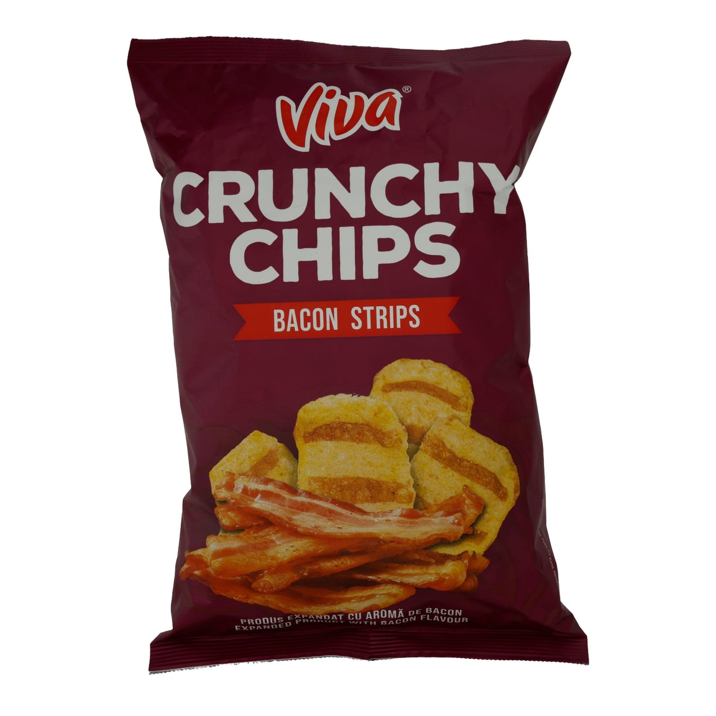 Crunchy Chips Viva | Strisce di Bacon | Snack croccante al gusto di bacon | 80 g