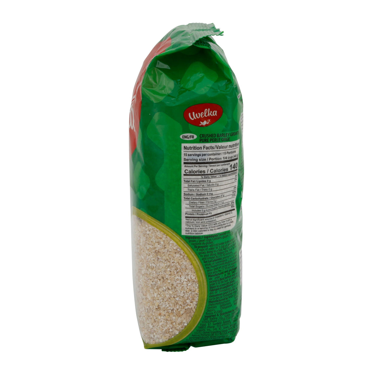 Crushed Barley Groats | Getreide | Zerstoßene Gerstenkörner | 600 g UVELKA