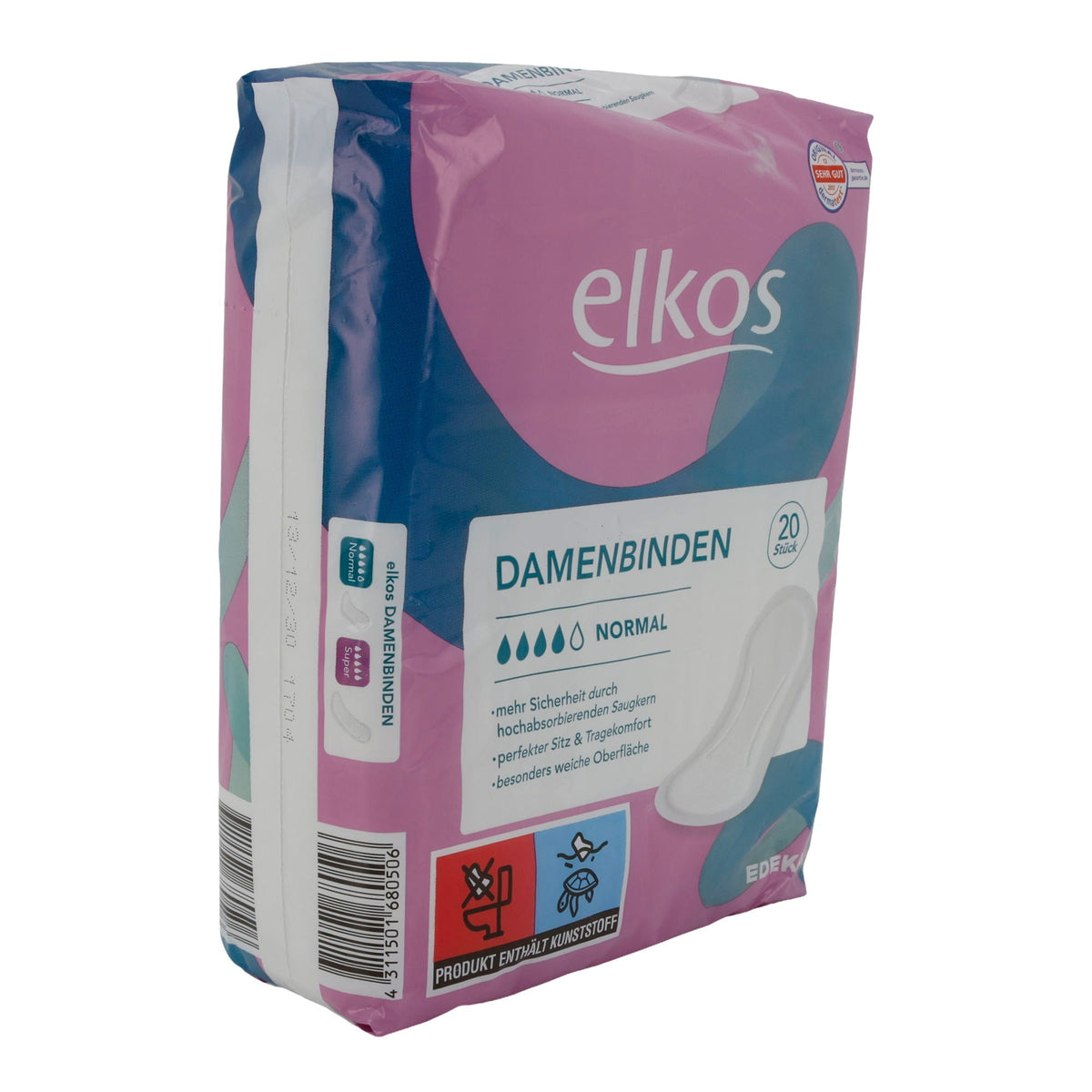 Damenbinden elkos | Normal | Weicher Schutz im Alltag | 20 Stück