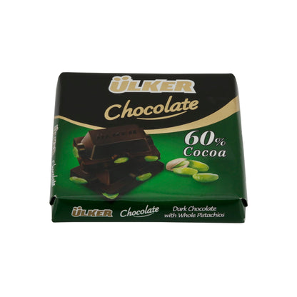 Cioccolato Fondente Ülker | Con pistacchi interi | Cioccolato fondente | 65 g