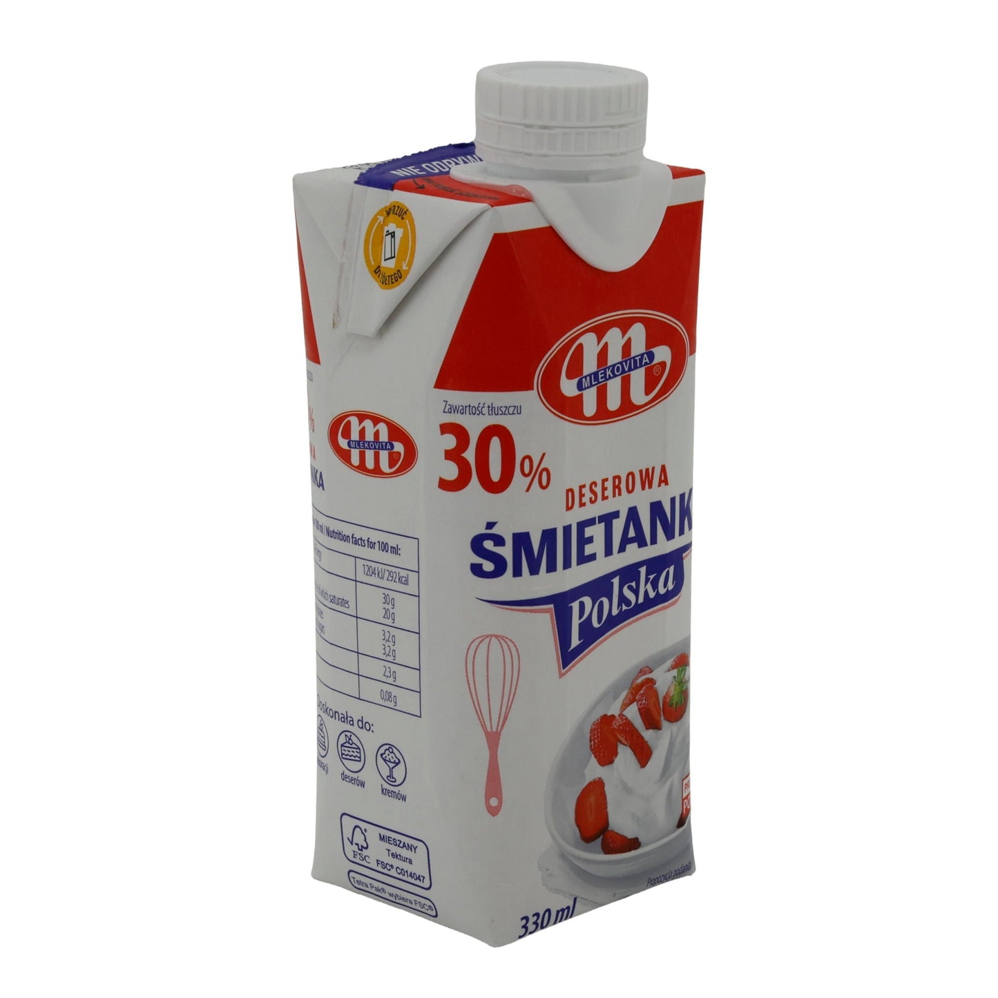 Dessert-Sahne Mlekovita | Sahne | 30 %, Polnische Sahne für süße Kreationen | 330 ml MLEKOVITA