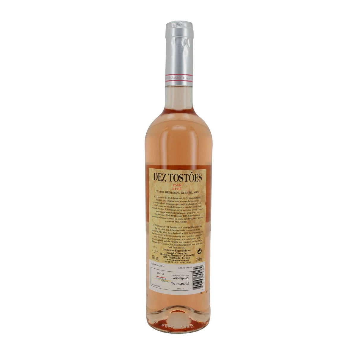 Dez Tostões Rosé 2022 | Vinho Regional Alentejano | Portugiesischer Roséwein | 750 ml | 13 % vol Herdade da Maroteira