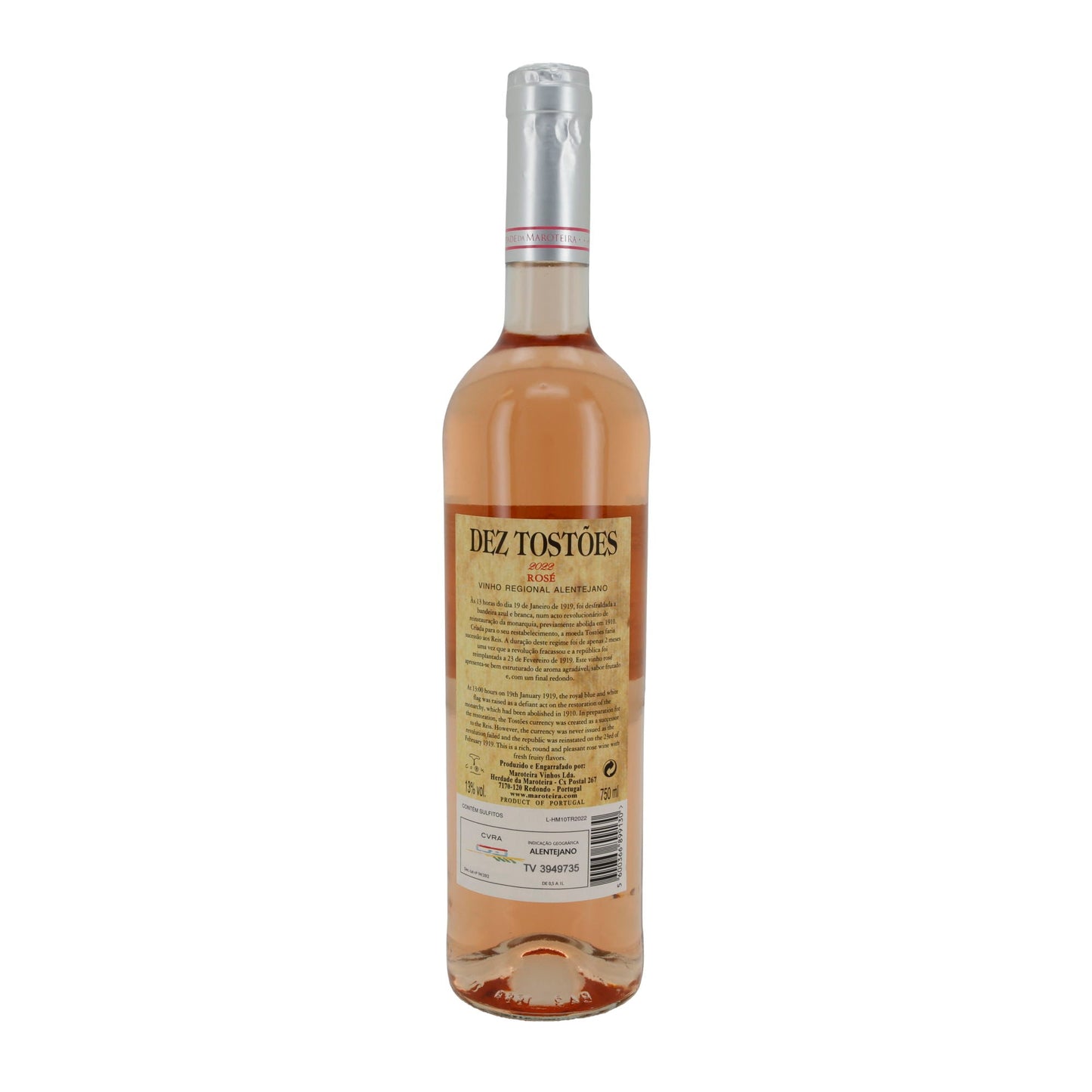 Dez Tostões Rosé 2022 | Vinho Regional Alentejano | Portugiesischer Roséwein | 750 ml | 13 % vol